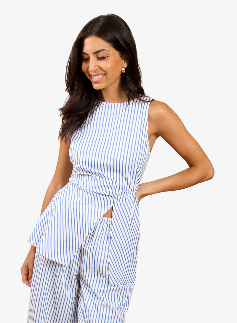 Little Mistress Blue Stripe Top - Image 1